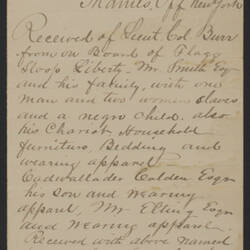 Receipt Transfer to Frigate Thames