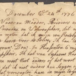 Letter from Solomon Eltinge to his father 1776 detail